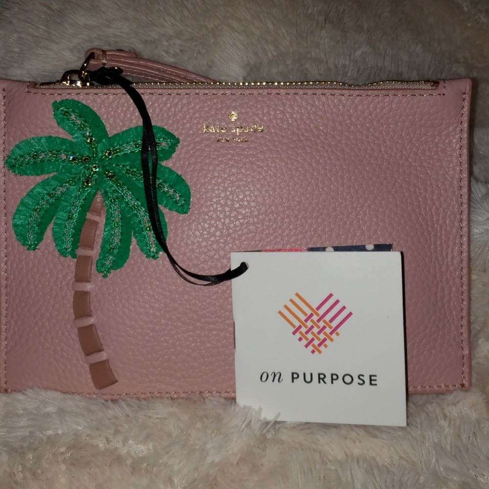 Kate Spade Palm Tree Mini Leather Wristlet